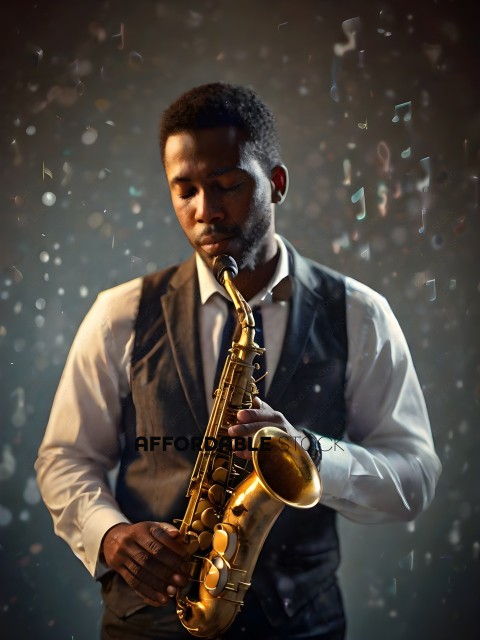 A man playing a saxophone