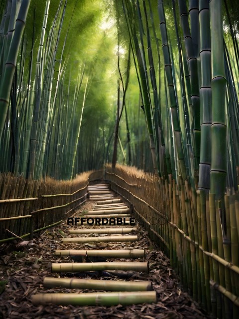 A pathway made of bamboo sticks