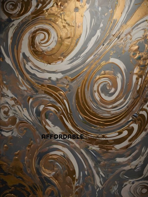 Gold and White Swirling Artwork