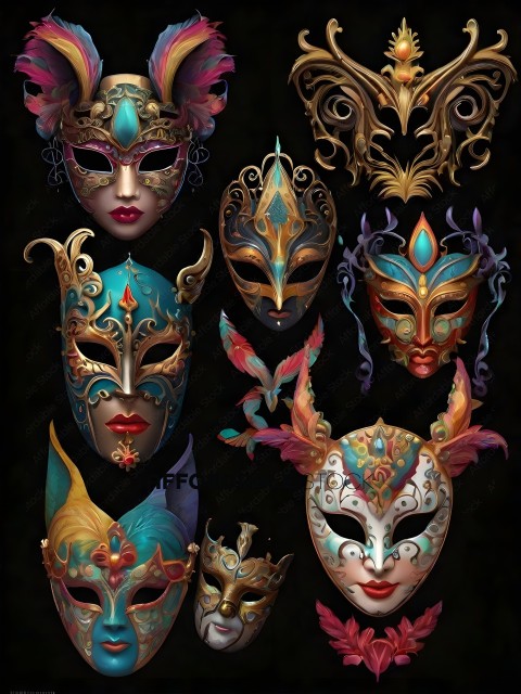 A collection of colorful and intricate masks
