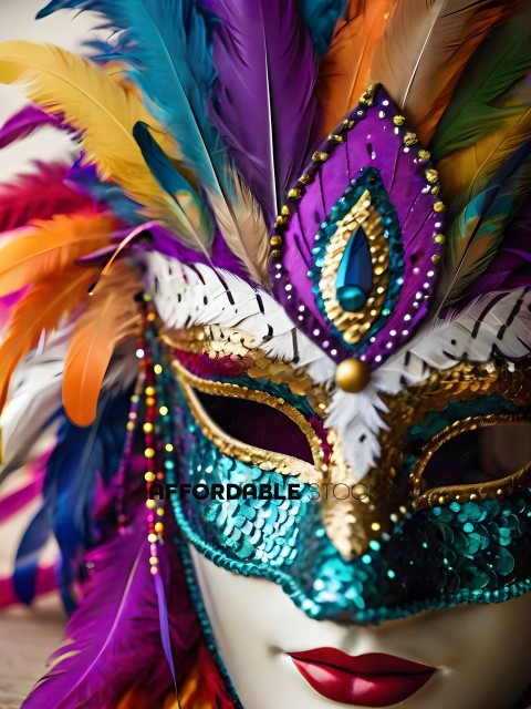 Colorful Mask with Feathers