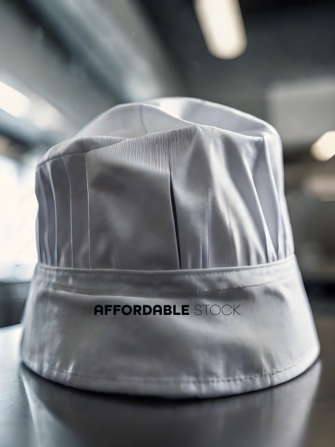 White Chef's Hat with White Stripes