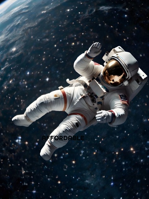Astronaut in Space Suit Flying Through the Cosmos