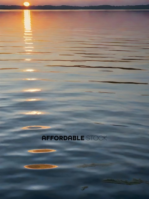 Sunset on the water with ripples