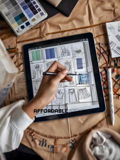 A person drawing on a tablet with a stylus