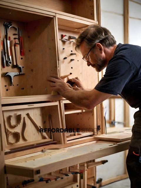 A man working on a wooden box