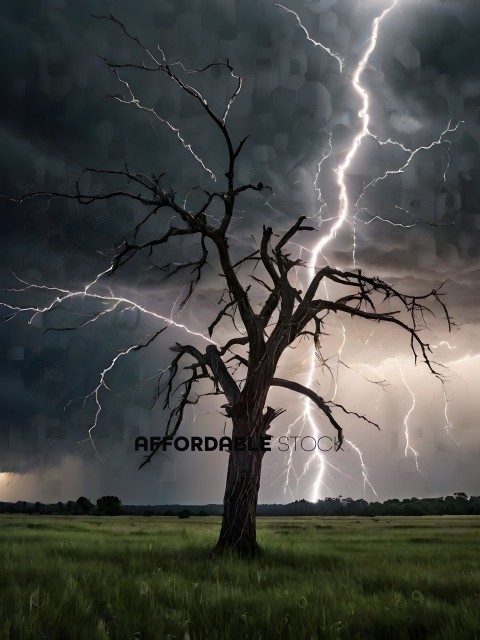 A Tree Stands Alone in a Storm