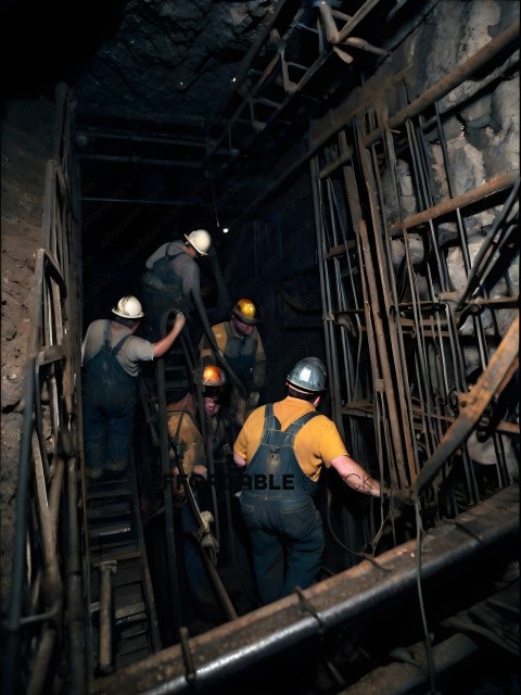 Men working in a dark tunnel