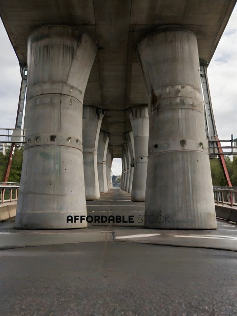 A bridge with a concrete pillar in the middle