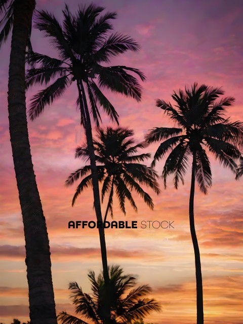 Palm Trees at Sunset with Pink Sky