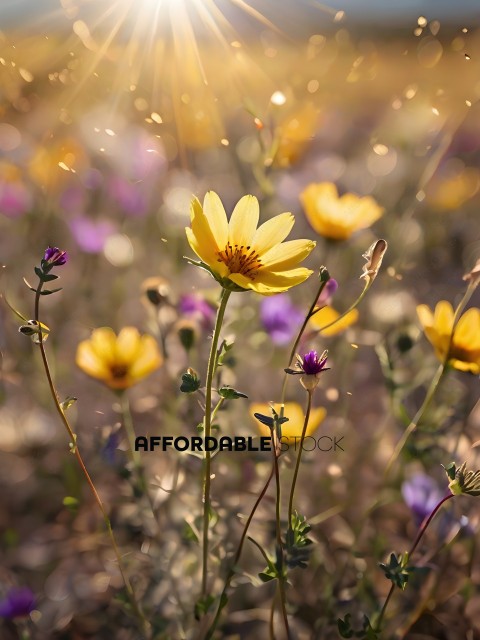 Yellow Flower in a Field of Flowers