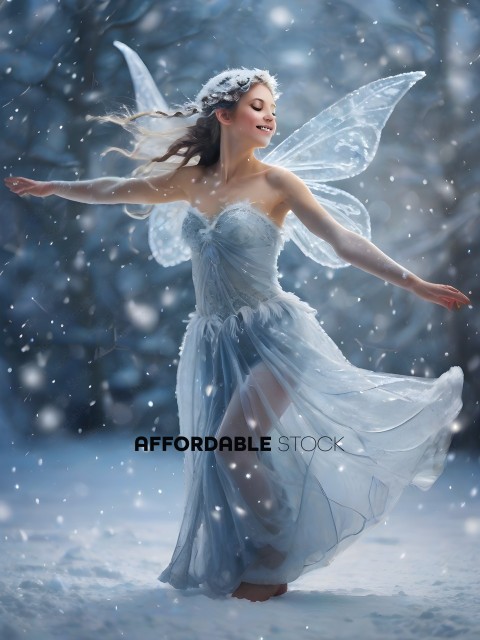 A fairy dancing in the snow