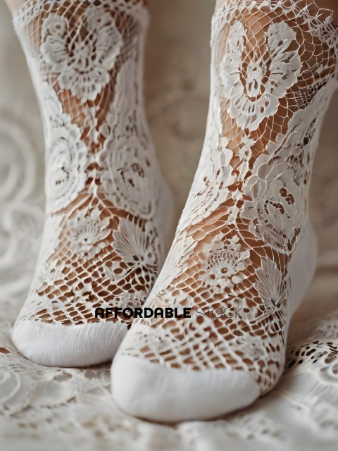 White Lace Socks with Designs