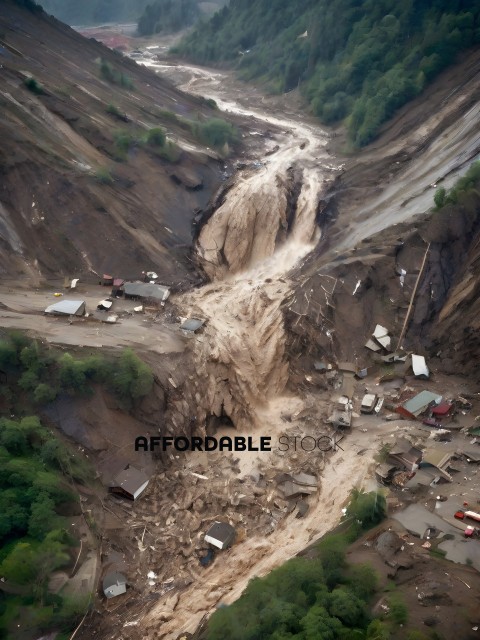 A town is being destroyed by a mudslide
