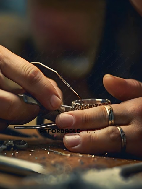 A person working on a ring