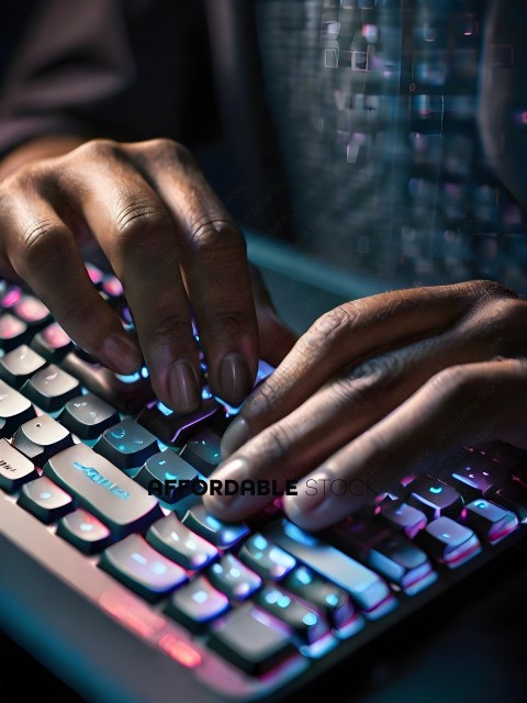 A person's hands are typing on a keyboard