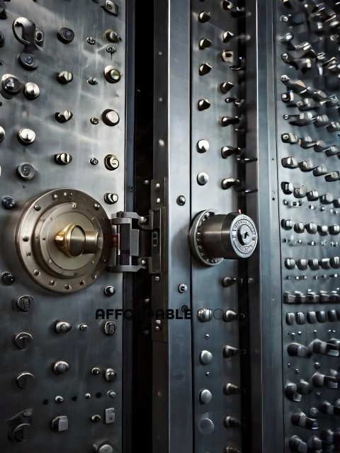 A large metal door with a combination lock