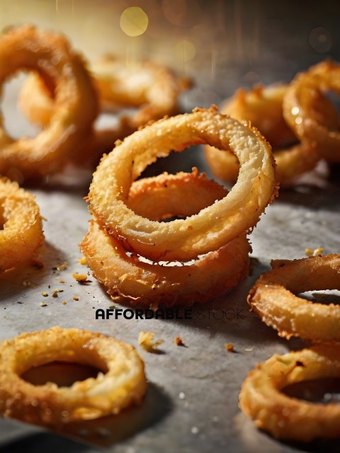 Fried Onion Rings on a Counter