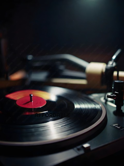 A record player with a record on it