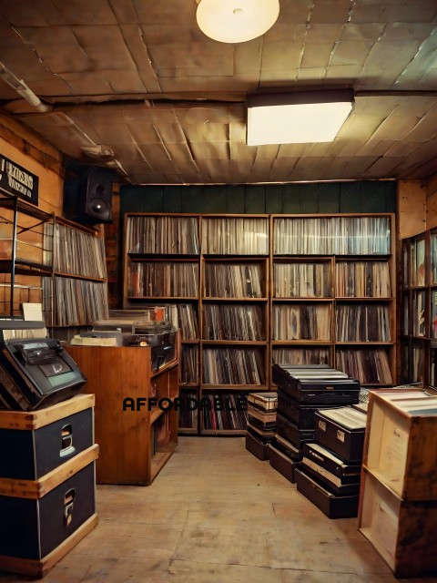 A room full of records and record players