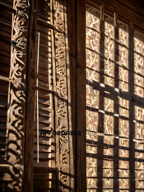 Wooden blinds with intricate designs