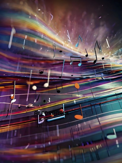 Colorful Music Score with Notes and Symbols