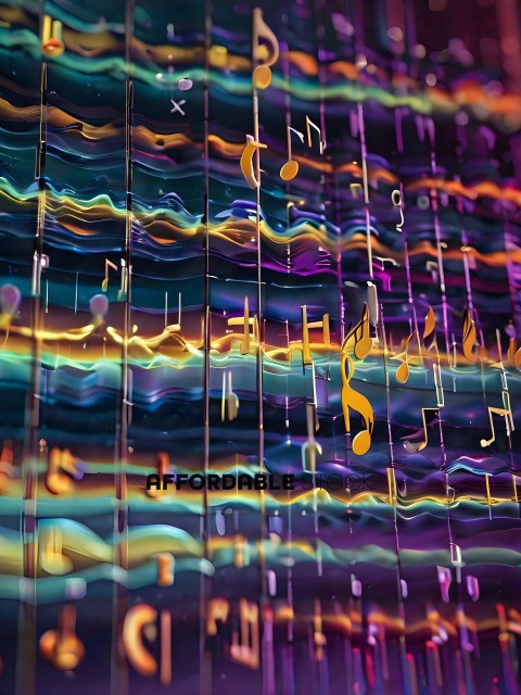 A colorful, musical display with a purple background
