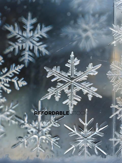 Snowflakes on a glass surface