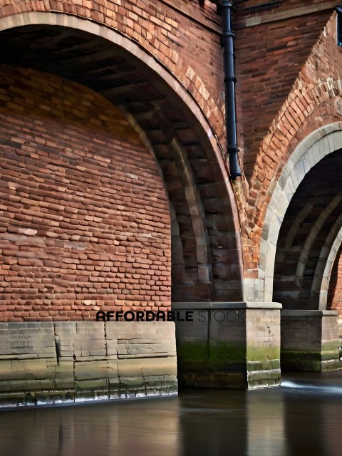 A brick archway with a pipe running through it