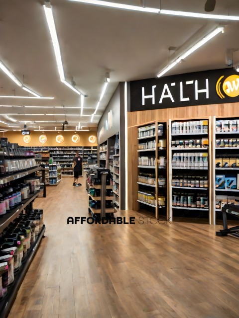 Aisle of a store with a black sign that says "HAL"