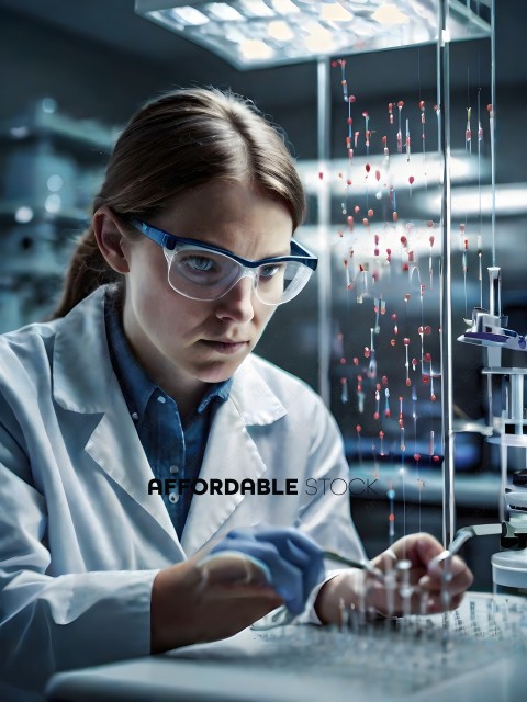 A scientist in a lab examining a sample under a microscope
