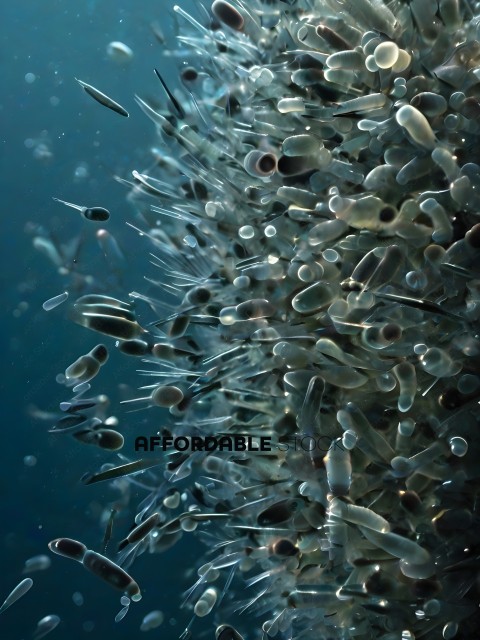A group of small fish swimming in the ocean