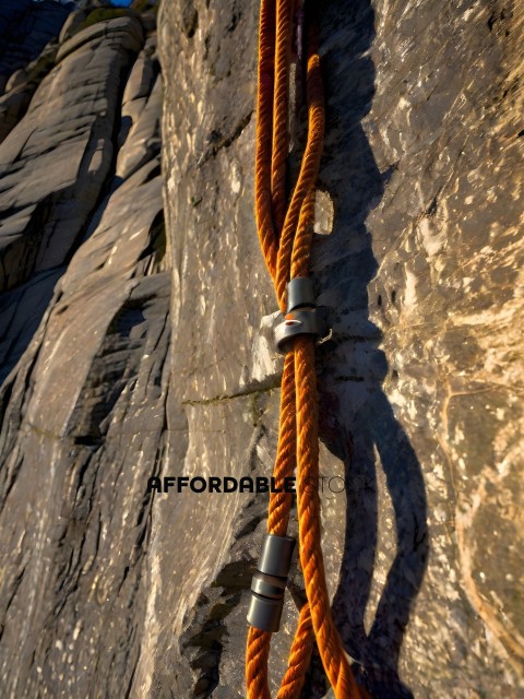 A rope tied to a rock