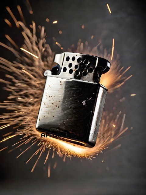 A lighter with a flame on it