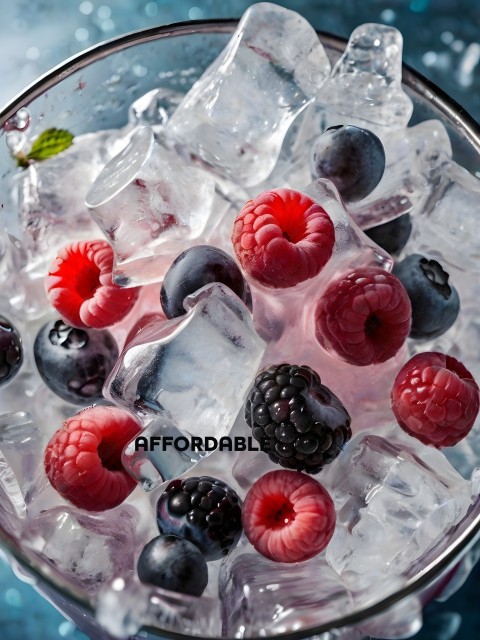 A bowl of mixed berries and ice
