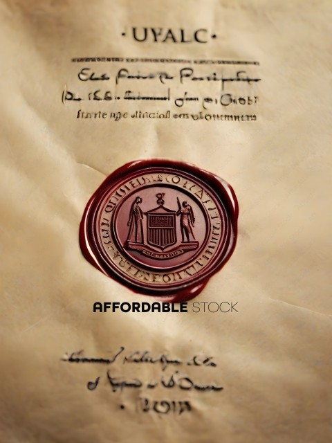 A seal with a wax seal on a piece of paper