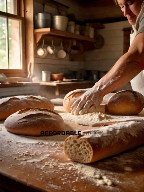 A man making bread in a kitchen
