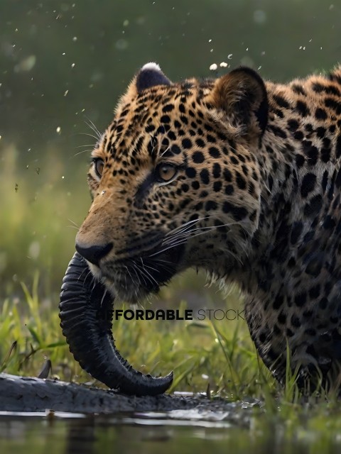 A leopard with a long nose and horns