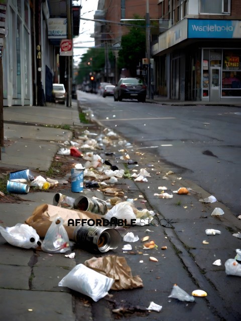 Trash on the sidewalk