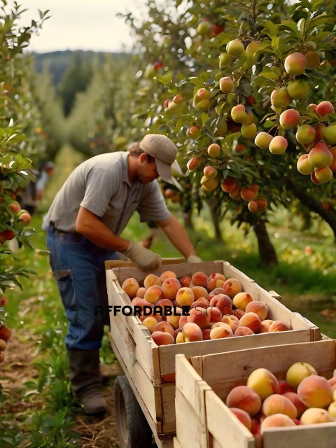 Man picking apples from a tree