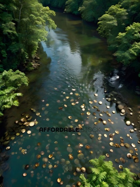A river with rocks and water