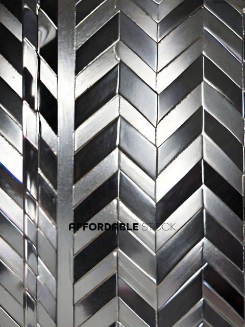 A close up of a silver patterned metal
