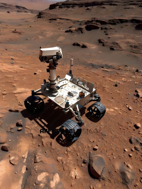 A robotic vehicle on a rocky surface