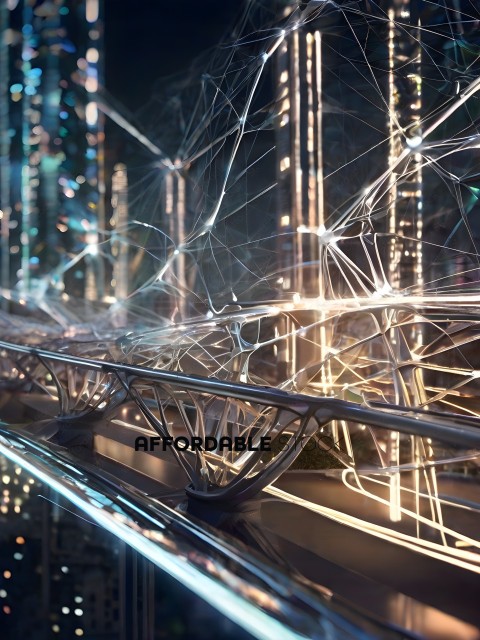 A futuristic cityscape with a network of interconnected bridges and buildings