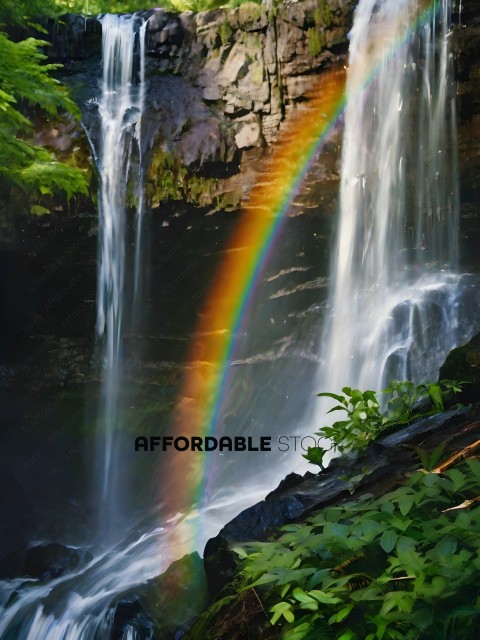 A rainbow in the waterfall