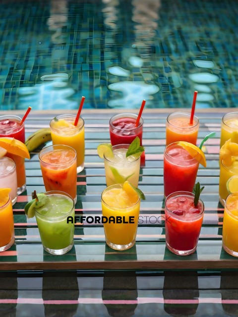 A variety of colorful drinks in glasses