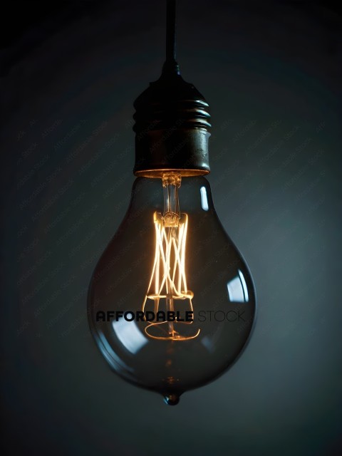 A single light bulb with a filament inside