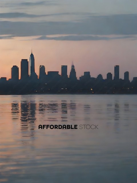 A city skyline reflecting in the water