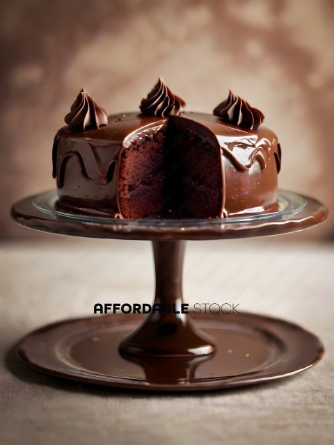 A chocolate cake with chocolate frosting and chocolate ganache
