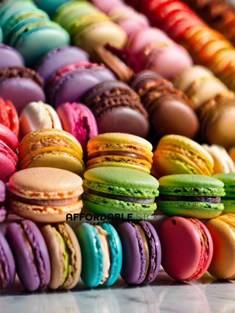 Colorful Macarons in a Pile